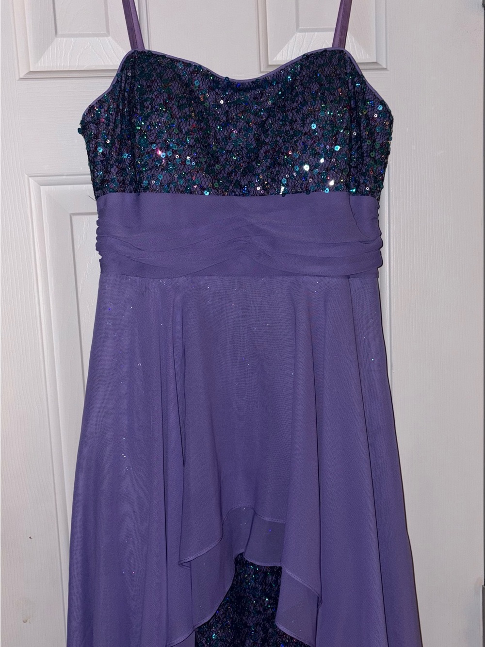 Hailey Logan Purple Sequin Bodice High-Low Dress